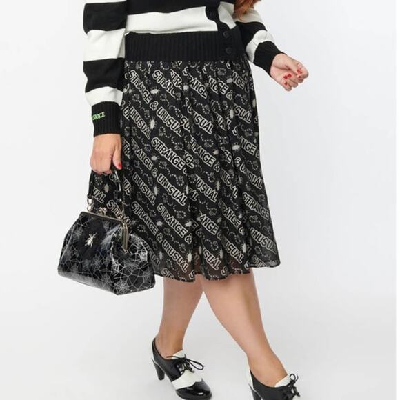 Unique Vintage x Beetlejuice Midi Skirt XS Glow in the Dark Halloween Spooky New - Picture 6 of 11